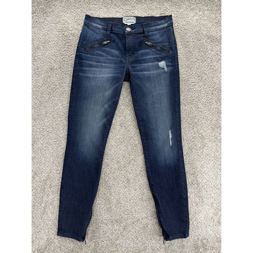 Current / Elliott Jeans Womens 27 Blue Silverlake Moto Ankle Zip Sargent Destroy